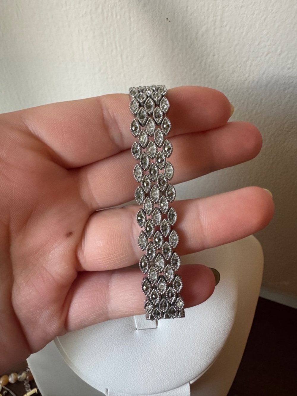 Silver Crystal Marquise Link Bracelet - Women's Jewelry